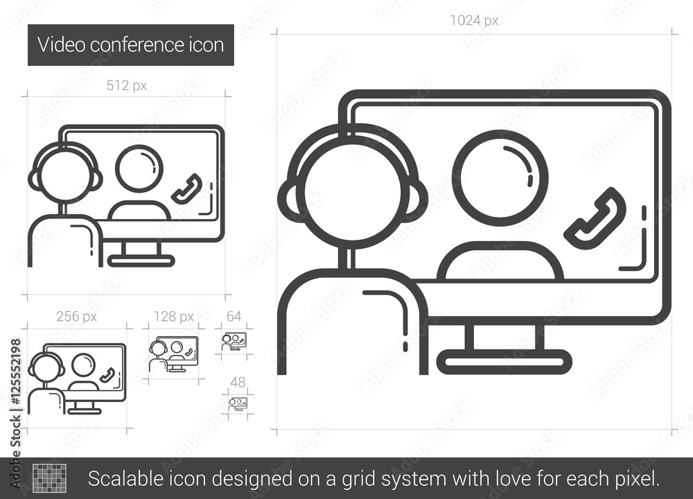 Poster Video conference line icon.