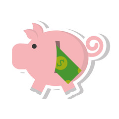 piggy savings with bill isolated icon vector illustration design