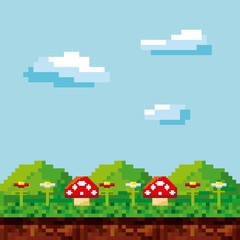 pixelated video game icons vector illustration design © Gstudio
