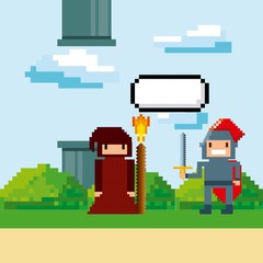 pixelated video game icons vector illustration design