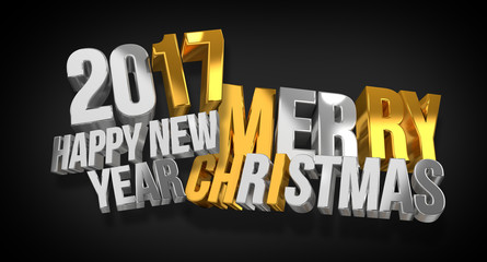 2017 happy new year and merry christmas 3d render