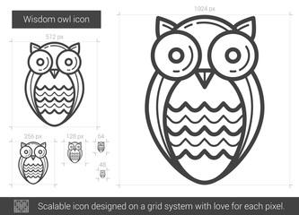 Wisdom owl line icon.
