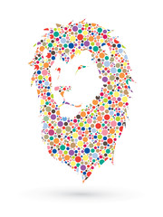 Lion head designed using dots pattern graphic vector