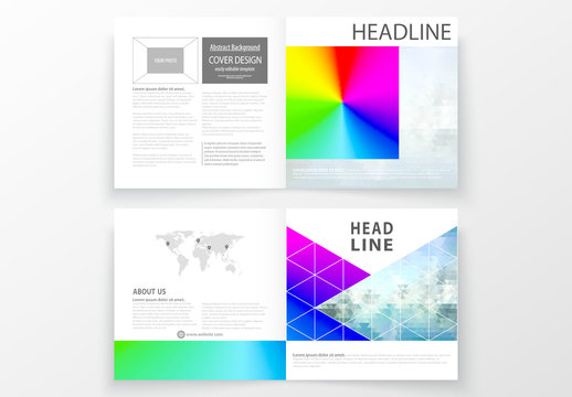 Square Brochure Layout with Multicolored Geometric Element