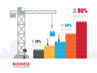Infographic Template with crane building blocks. concept vector illustration - 125553592