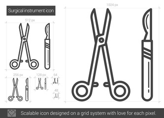 Surgical instruments line icon.
