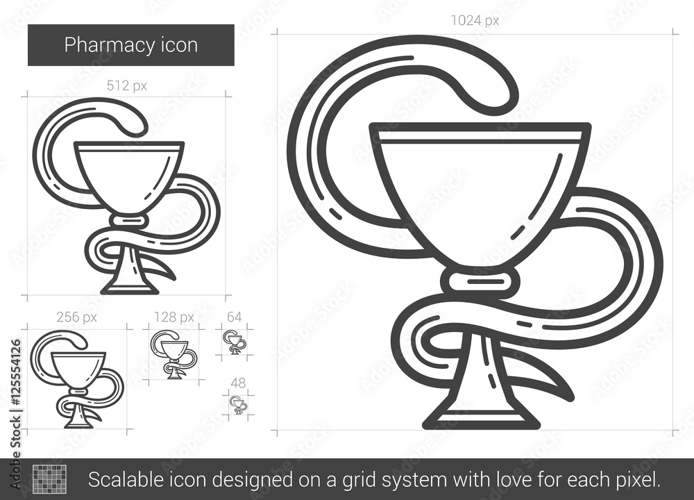 Wall mural pharmacy line icon.