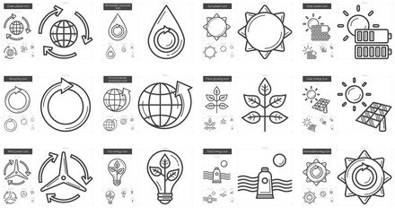Ecology line icon set.