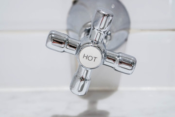 Stainless faucet for hot water in the bathroom