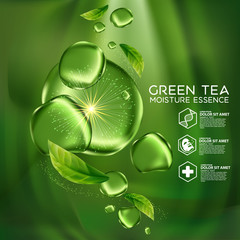 Naklejka na ściany i meble Green Tea Moisture Essence Skin Care Cosmetic.