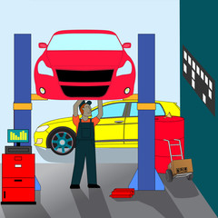 Car mechanic  standing repair