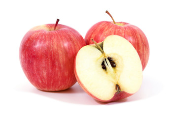 Red apple isolated on white background.Apple sliced isolated.Red