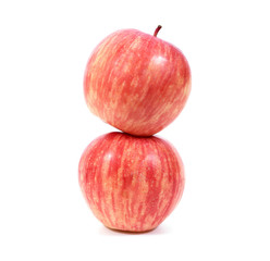 Two red apple stack isolated on white background.Apple isolated.