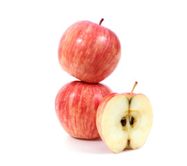 Red apple isolated on white background.Apple sliced isolated.Red