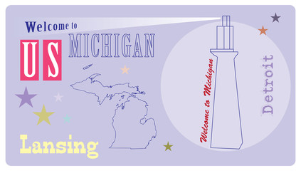 Banner Michigan with lighthouse