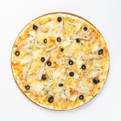 pizza on the white