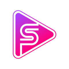 Letter S rounded triangle shape colorful,Multimedia and Play logo design