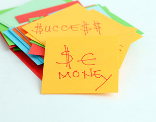 Note papers  with text