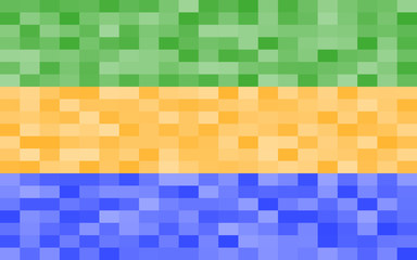The colored rectangles of the flag of Gabon. Color: blue, yellow, green. Vector background