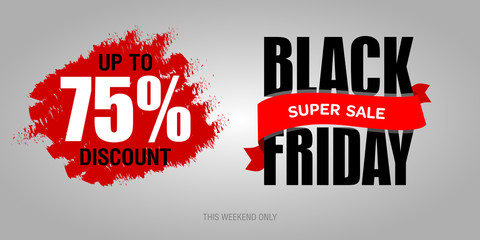 Black Friday sale best design template. Black Friday banner, poster, badge, sticker, web advertising vector illustration.