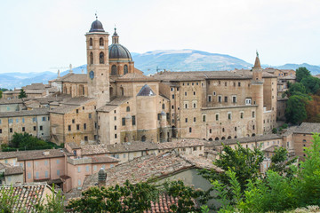 Fototapeta na wymiar Landscape of Urbino, with Palazzo ducale 