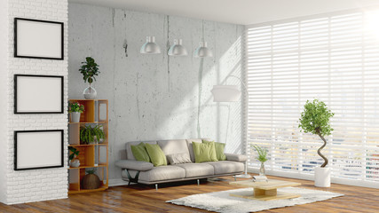 Modern bright interior . 3D rendering