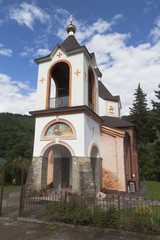 Fototapeta na wymiar Church of Saint George in village Lesnoye, Adler district Krasnodar region, Russia