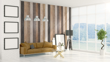 Modern bright interior . 3D rendering
