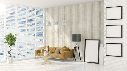 Modern bright interior . 3D rendering