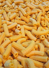 yellow macaroni dry fresh pasta with eggs made in Italy