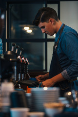 Barista preparing coffee