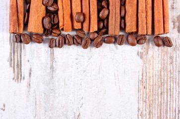 Spices and ingredients for cooking or baking on old wooden surface, copy space for text