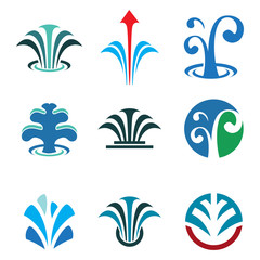 Fountain Spring Water Business Logo Symbol Collection