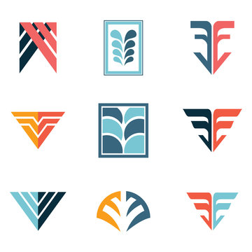 Abstract F - V - FF - VV - FV- Letter Initial Logo Template