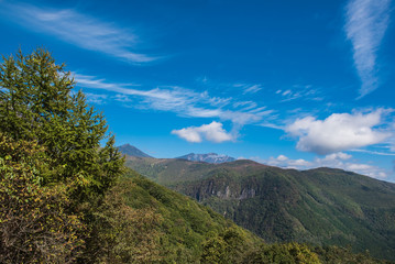 view Beautiful landscape with mountain and sky.