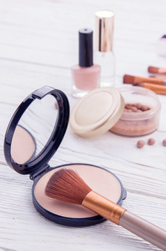 Fototapeta Set of cosmetics and jewellery