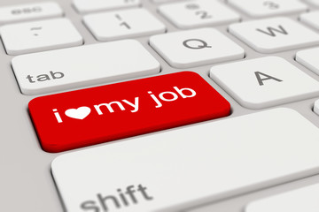 Fototapeta premium Tastatur - i love my job - rot