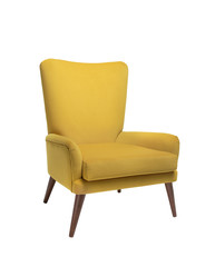 Yellow chair isolated on white background