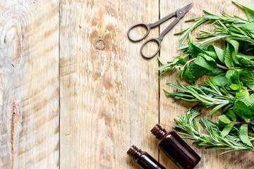 mint, rosemary, thyme - fresh herbs for cooking top view
