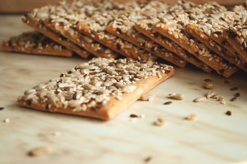 Cracker biscuits with sunflower seeds