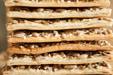 Cracker biscuits with sunflower seeds