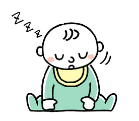 赤ちゃん：ウトウト座りながら寝る
