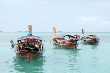 Long Tail Boats at Phi Phi Leh island, Thailand