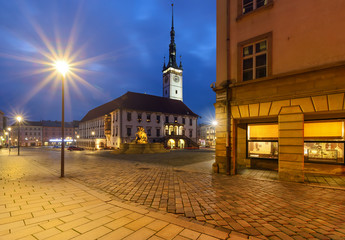 Night view on the town hall in Olomouc