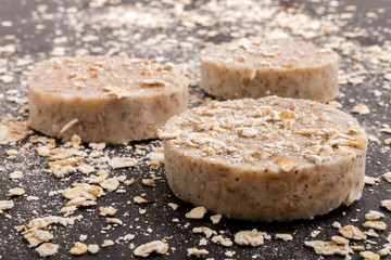 sliced irish white pudding with oatmeal