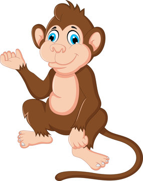 cute monkey cartoon sitting