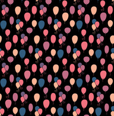 Seamless primitive background with party balloons of different colors ideal for baby shower