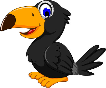 cute black bird cartoon posing