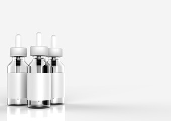 E cigarettes Liquid Bottle on white background. Vape. 3d illustration.