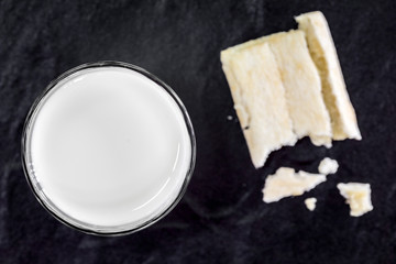 Milk on black table